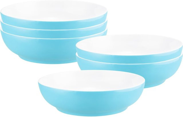 Seltmann Weiden Liberty Pure Colors Salad Bowls aus Porzellan, Blau, 6er Set, Durchmesser: 25 cm - Bild 1