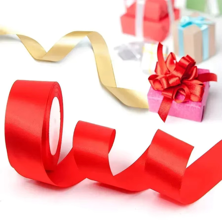Rotes Satinband für Bastelarbeiten und Geschenke, Breite: 4 cm, Rolle mit 22 m Länge - Bild 3