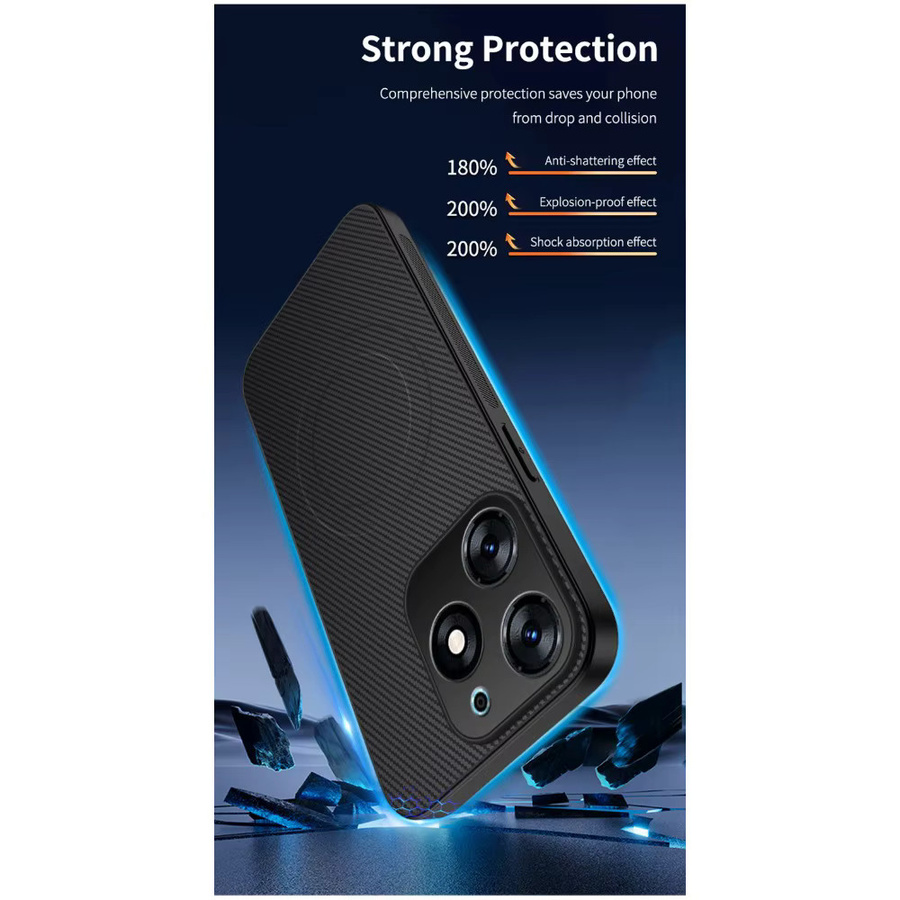 Premium Carbonfaser-Hülle für Xiaomi Redmi 15 14 Pro Plus 4G 5G mit magnetischer kabelloser Ladefunktion und stoßfestem Schutz in Schwarz oder Grau - Bild 4