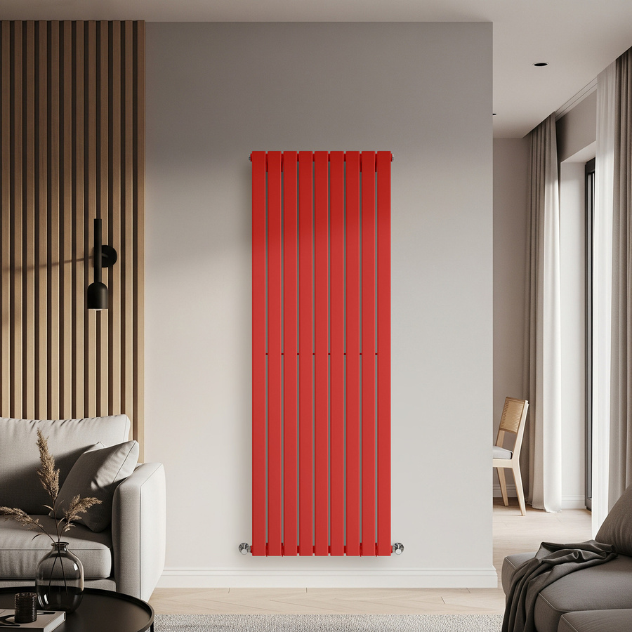 Einlagiger Design-Heizkörper Delta Vertikal in Rot, Höhe: 178 cm, Breite: 63 cm - Bild 1