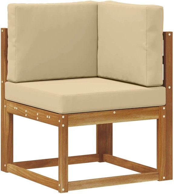 vidaXL Outdoor Ecksofa aus Massivholz Akazie in Braun mit beigen Polstern für Garten und Terrasse - Bild 1