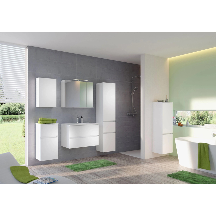 Held Möbel Verona 2-tlg. Unterbecken-Set für das Badezimmer mit Unterbecken-Schrank und Spiegelschrank in Matt Weiß, Breite: 60 cm, Höhe: 54 cm, Tiefe: 35 cm - Bild 1
