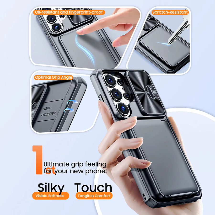 Stoßfeste Samsung S26 Ultra Handyhülle mit RFID-Blockierung und Kameraschutz in Grau oder Lila - Bild 4