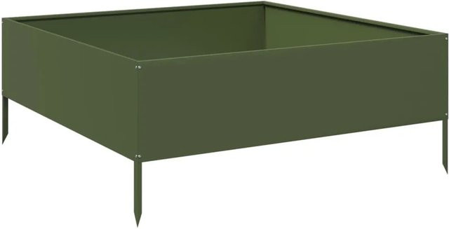 vidaXL Hochbeet aus Stahl in Olivgrün, B/T/H: 100 x 100 x 25 cm - Bild 1