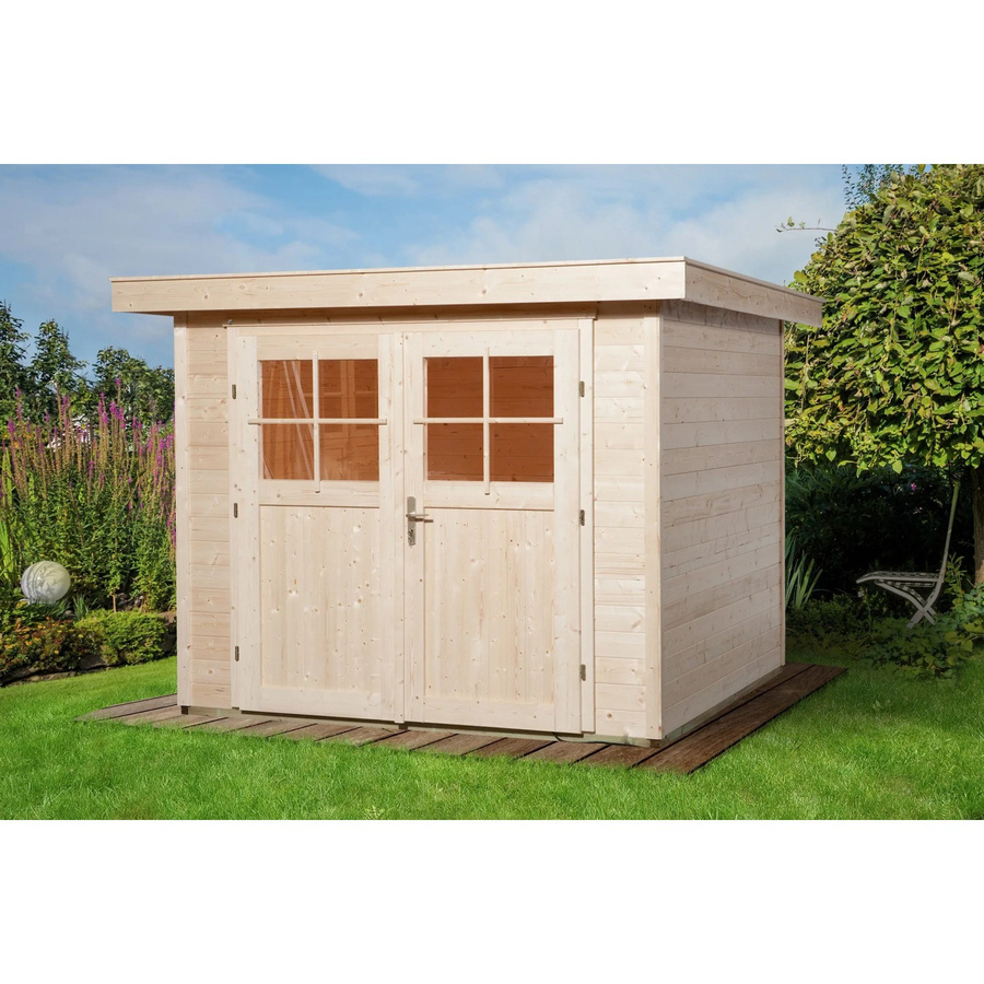 WEKA Gartenhaus 227 Gr.2 aus Massivholz mit Flachdach in Beige, B/H/T: 257 x 217 x 239 cm - Bild 2