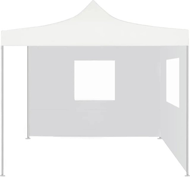 vidaXL Profi-Partyzelt faltbar mit 2 Seitenwänden und Fenstern, Stahl und PVC, Weiß, B/T/H: 300 x 300 x 291 cm - Bild 1