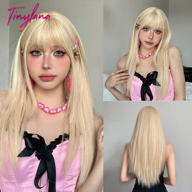 TINY LANA Perücke, hellblond, lang, gerade, mit Pony, Damen - Bild 1