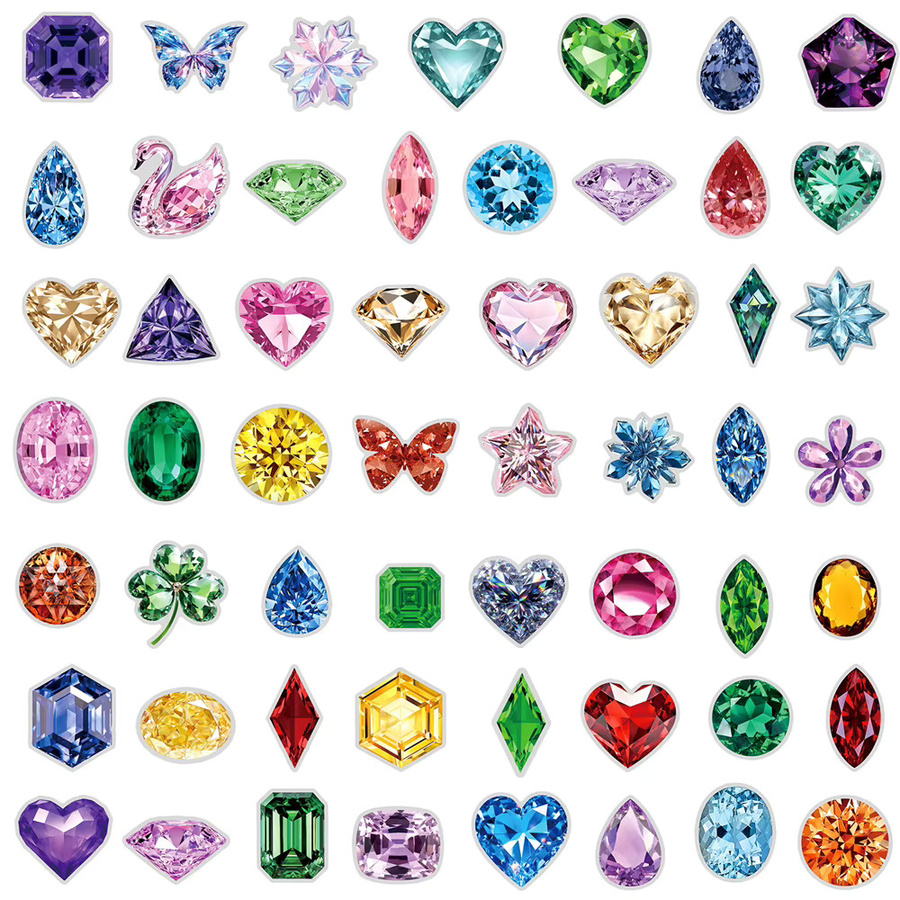 Bunte HD Diamant-Edelstein-Aufkleber aus transparentem PET, wasserfeste Ins-Style Sticker für Tassen, Handys und Laptops, 50 Stück - Bild 2