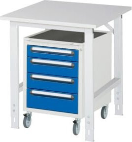 Rau Arbeitstisch Tom KM10 höhenverstellbar und rollbar, B: 75 cm, T: 80 cm, H: 76-108 cm - Bild 1