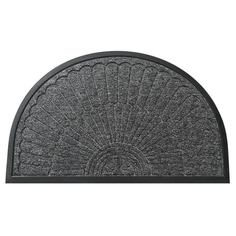 Schmutzabweisende halbrunde Bodenmatte aus Polypropylen und Gummi in Schwarz, Anti-Rutsch-Eingangstürmatte, Breite: 80 cm, Tiefe: 50 cm - Bild 2