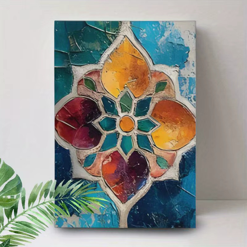Islamische Wandkunst von CIFBUY als gerahmte Leinwand mit floralen Motiven in Rot und Gold, B/H: 40,6 x 61 cm - Bild 2