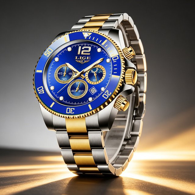 LIGE Chronograph Armbanduhr, Quarz, Edelstahl, Herren - Bild 1
