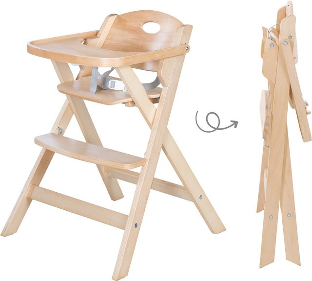 Roba Klapphochstuhl aus Holz in Beige, B/H/T: 58 x 79 x 59 cm - Bild 1