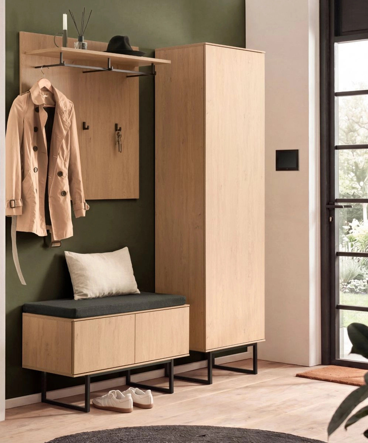 4-tlg. Garderobe Set Breda von Furn.Design in Eiche matt, modern für den Flur, B/T/H: 158 x 40 x 200 cm - Bild 5