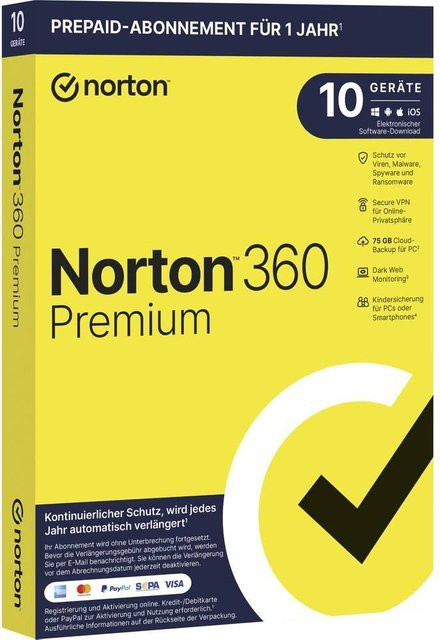 Lifelock 360 Premium Antivirus Security Subscription für 10 Geräte mit 75 GB Cloud-Backup für deinen PC (1 Jahr) - Bild 1