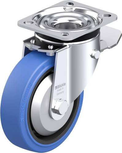 Blickle Stahlblech-Lenkrolle LK-POEV 125XR-1-ST-SB-FA in Blau und Schwarz mit 125 mm Rad-Durchmesser und 250 kg Tragfähigkeit - Bild 1