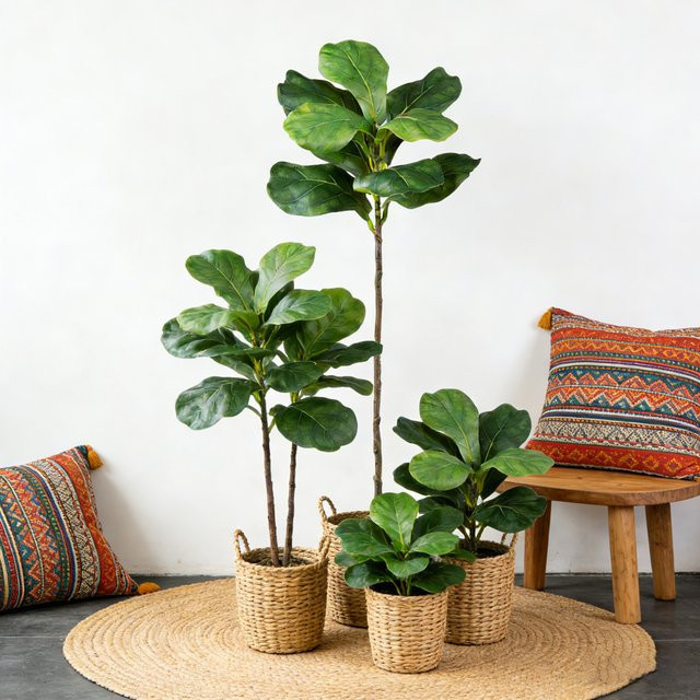 Kmitang Künstliche Banyan-Pflanze in Grün, Realistischer Ficus-Baum aus Kunststoff für Haus und Garten, Höhe: 38 cm bis 70 cm - Bild 1