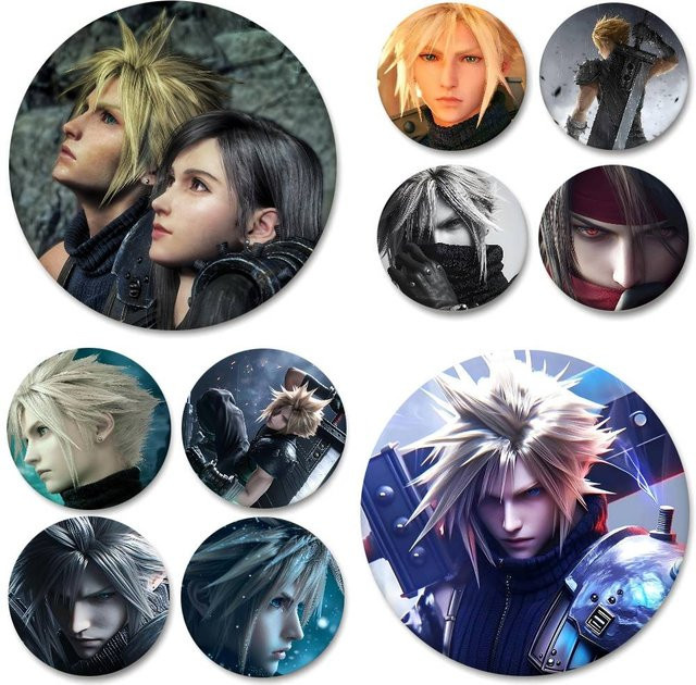 Final Fantasy VII Anstecknadel, rundes Abzeichen, Weißblech, Unisex - Bild 1