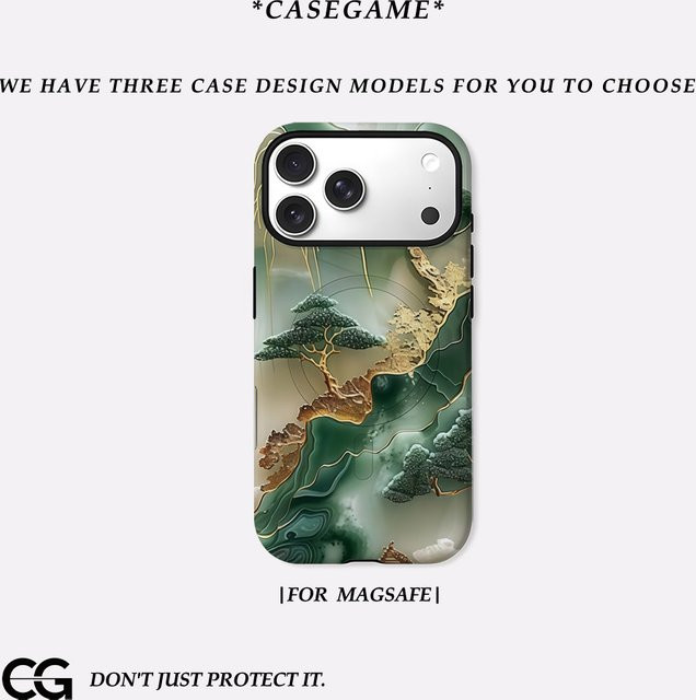 Jinshan Green Tree Handyhülle im chinesischen Stil für iPhone 17 16 15 14 13 Pro Max Plus, magnetische robuste Doppel-Schicht-Hülle in Grün - Bild 1