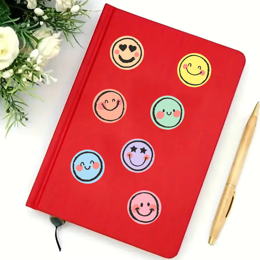 500 Stück bunte runde Gesichtsaufkleber in Pastellfarben, selbstklebende matte Papier-Etiketten für Scrapbooking und Tagebücher - Bild 2