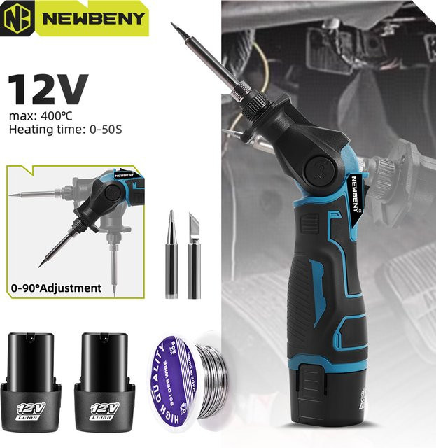 NEWBENY Schnurlose elektrische Lötkolbenpistole 30 W mit Entlötsauger für 12 V-Batterien - Bild 1