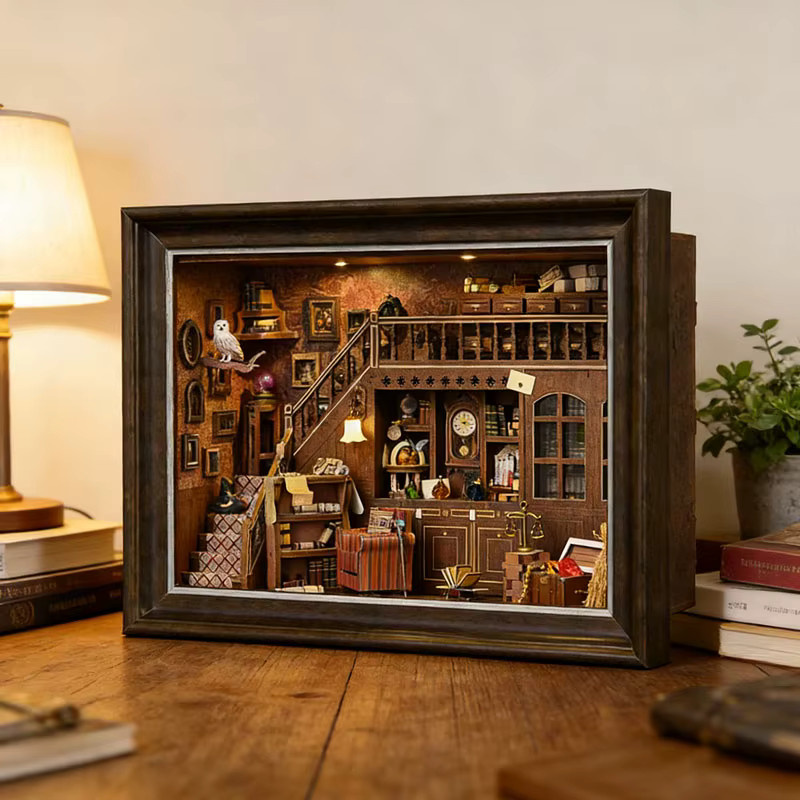 zuuton DIY Book Nook Kit, 3D-Holz-Puzzle, mit LED-Licht, Miniatur-Puppenhaus - Bild 2