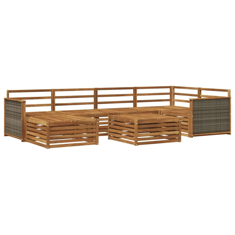 vidaXL Outdoor-Sofagarnitur aus Akazienholz in Braun, 7-teiliges Set im modernen Latten-Design - Bild 2