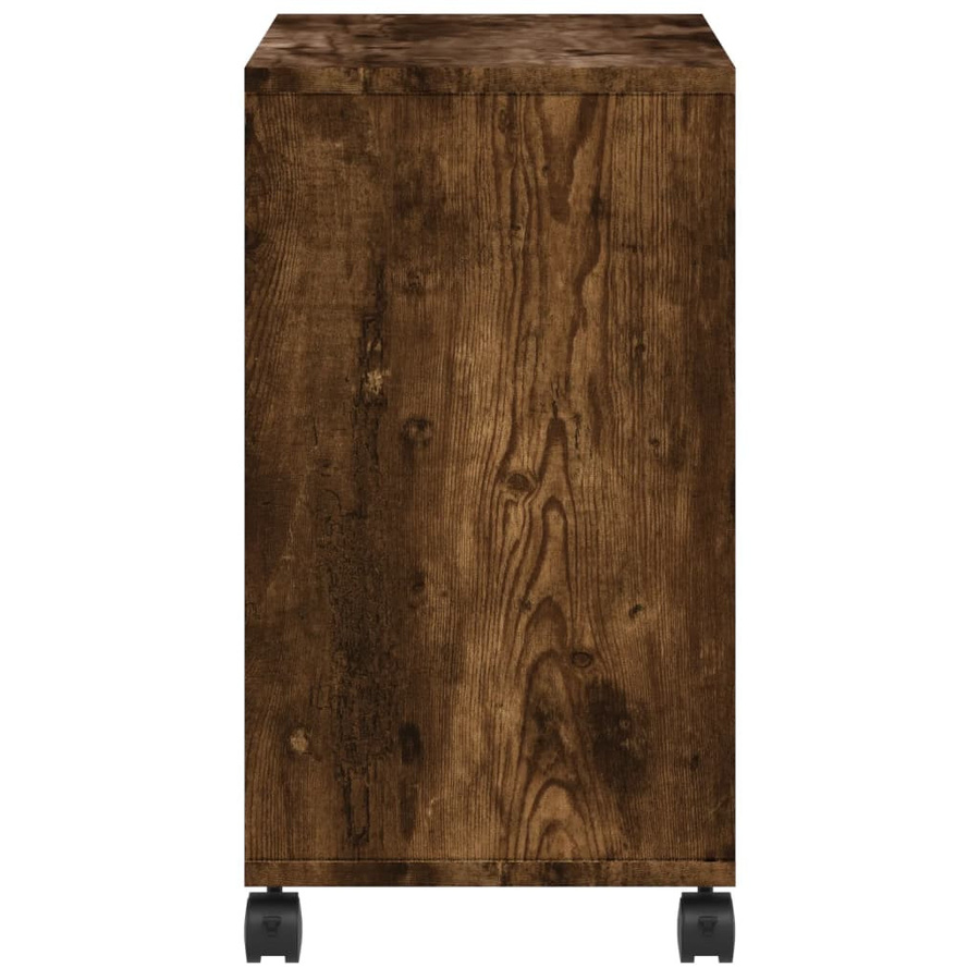vidaXL Beistelltisch mit Rollen aus Holzwerkstoff in Räuchereiche, B/T/H: 50 x 30 x 55 cm - Bild 5