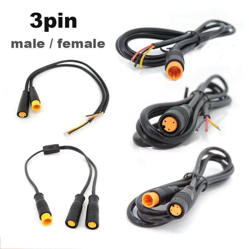 M8 Wasserdichter 3-Pin Elektrofahrrad-Verbindungsstecker Männlich Weiblich für E-Bike und Roller in Schwarz - Bild 2