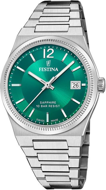 Festina Damenuhr, Quarz, Edelstahl, Grün, 35 mm, 10 ATM - Bild 1