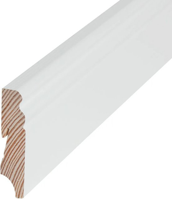 Döllken Profiles Sockelleiste aus Massivholz in Weiß, Höhe: 70 mm, Tiefe: 19 mm, Länge: 2400 mm - Bild 1