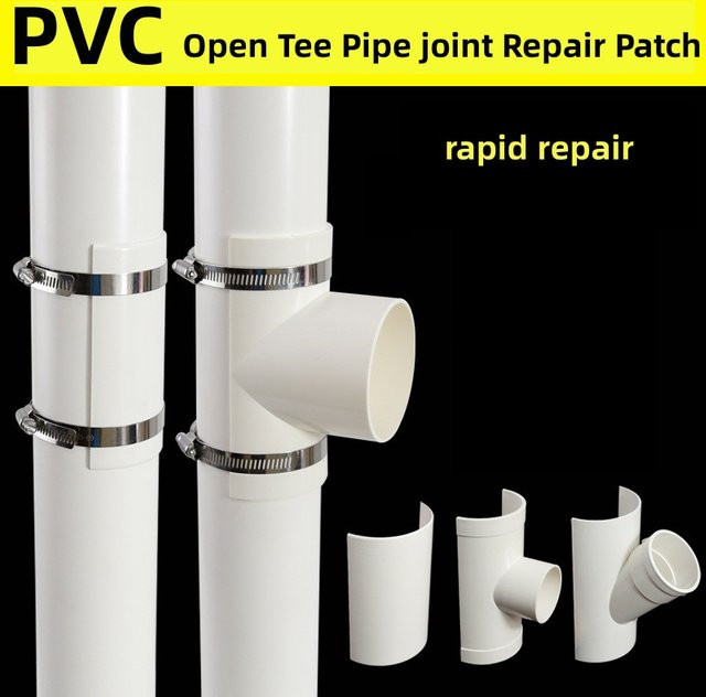 PVC Open T Rohrverbindung Reparatur Patch als Abflussrohr Adapter und Rohrverbinder in Weiß für Sanitäranwendungen im Haus, Outdoor und Industrie - Bild 1