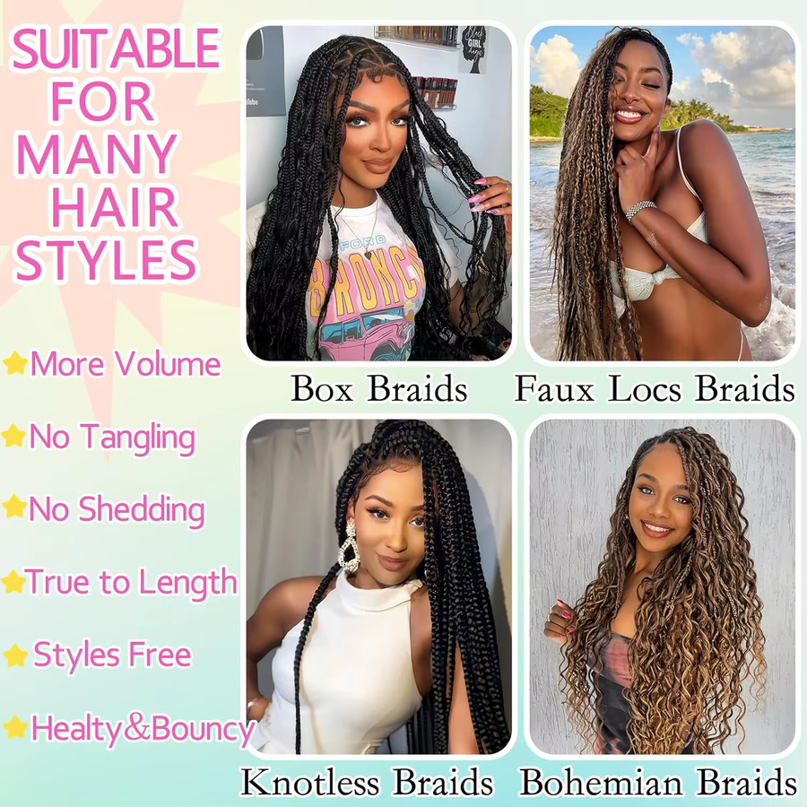 Alana beauty Synthetisches Flechthaar, Kinky Curly, Tiefe Welle, 2 Stück, 100g - Bild 4