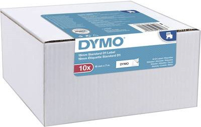 DYMO D1 Schriftband-Sparset 40913, Polyesterband, schwarz auf weiß, 10 Stück, Breite: 9 mm, Länge: 7 m pro Rolle - Bild 1