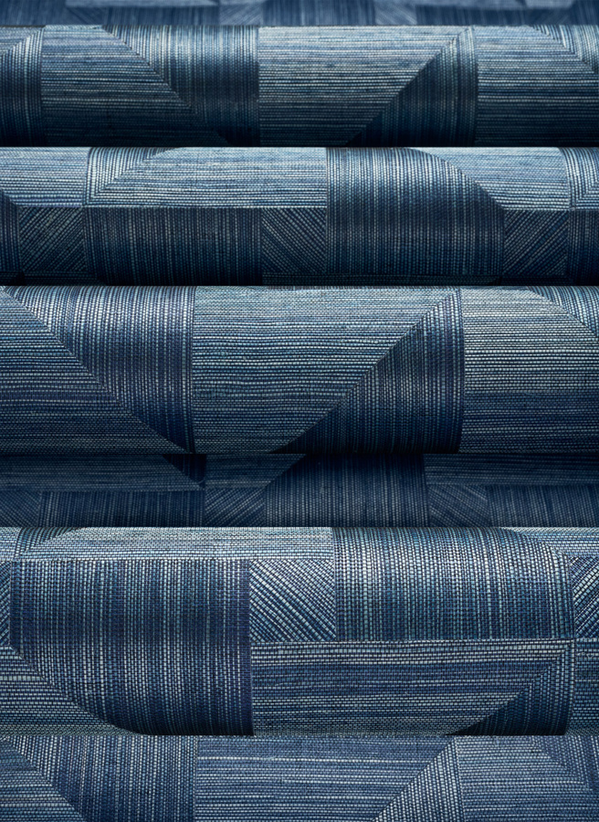 Thibaut Tapete Bali Weave in Navy Blau mit geometrischem Sisal-Design - Bild 3