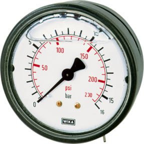 Riegler Glyzerinmanometer aus Kunststoff in Weiß mit G 1/4 Anschluss hinten zentral und Messbereich -1 bis 0,0 bar sowie Durchmesser 63 mm - Bild 1