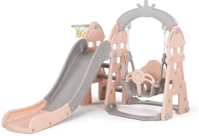Chipolino Kinderrutsche mit Schaukel, Basketballkorb und Ball, rosa, ab 1 Jahr - Bild 1
