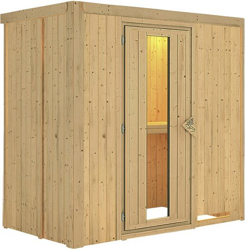 Karibu Sauna Pärnu für 2 Personen aus Fichtenholz in Beige ohne Ofen B: 198 cm, T: 196 cm, H: 118 cm - Bild 1