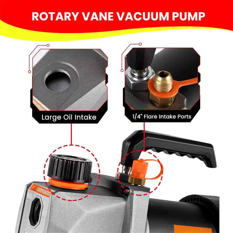 Makita Akku-Vakuumpumpe 5PA 1/2HP mit 1/4 Luftanschluss für Kühlschrank und Klimaanlage, Grau, kompatibel mit Makita 21V/18V Akkus - Bild 4