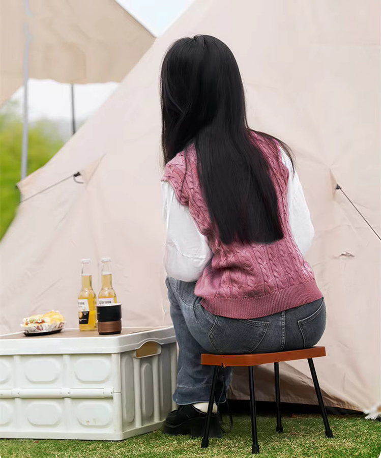 FTK Tragbarer Camping-Klappstuhl aus Aluminiumlegierung in Braun - Bild 3
