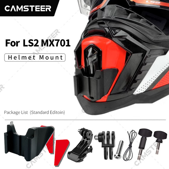 LS2 MX701 Angepasste Helm-Kinnhalterung in Schwarz für GoPro 13 12 11, DJI Action 6 5Pro und Insta360 Ace Pro2 X5 X4 X3 Action-Kameras - Bild 1