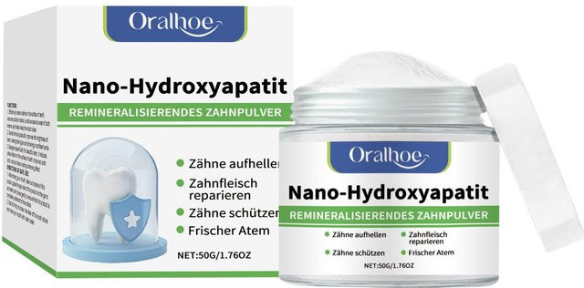 ORALHOE Winter Aufhellendes Zahnpulver, 10% Hydroxylapatit, Kühle Minze - Bild 1