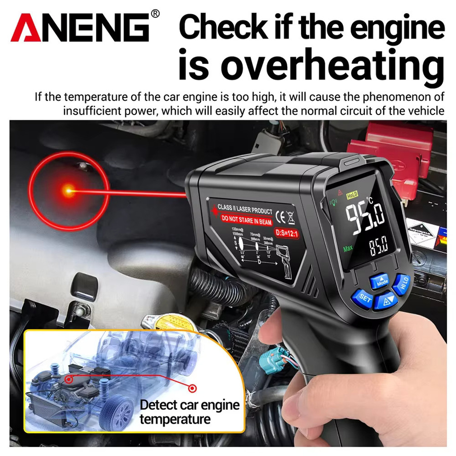 ANENG TH06 Infrarot-Laserthermometer mit VA Reverse Technologie, Messbereich -20 ℃ bis 750 ℃, 12:1 optische Auflösung und einstellbarem Emissionsgrad - Bild 2