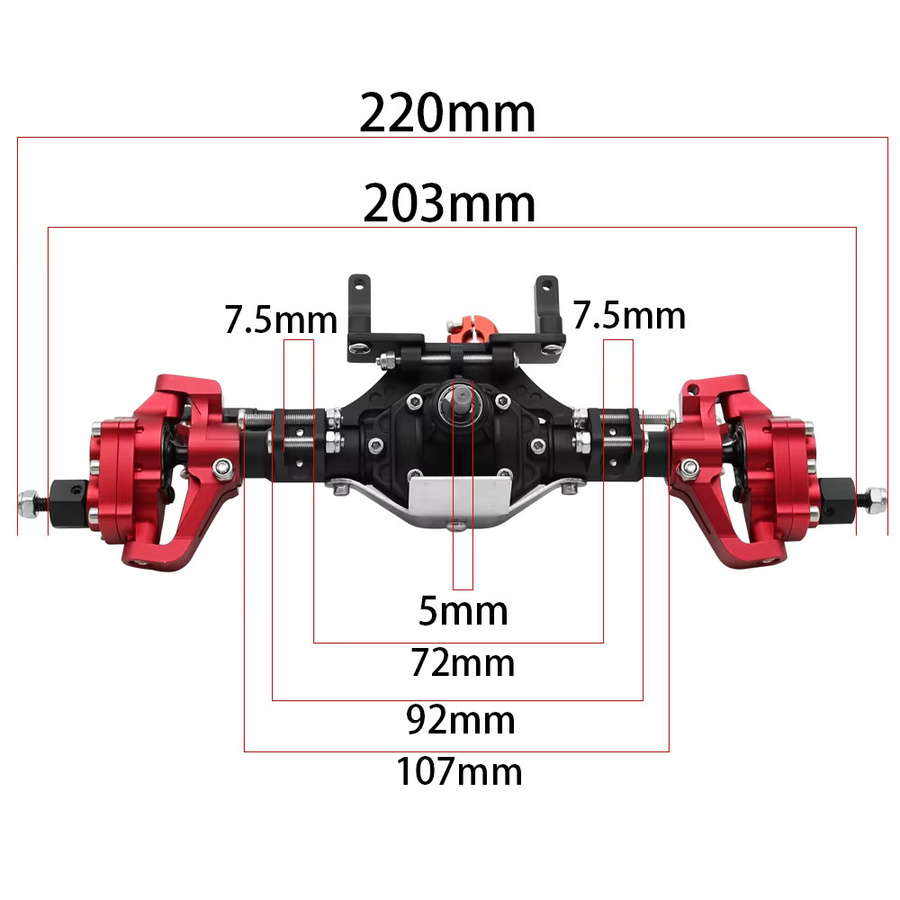 Axial SCX10 II Vordere und hintere Portalachse, CNC-Aluminiumlegierung, eloxiert, Rot - Bild 2