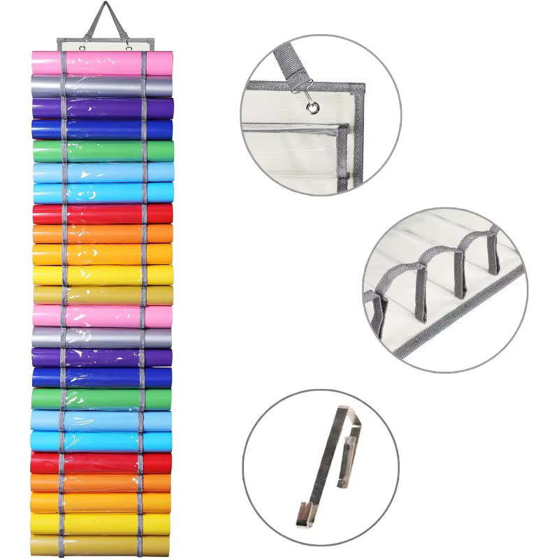 Vinylrollen-Organizer-Hängetasche aus Kunststoff für Wärmeübertragungsfolie, Schriftfolie, PVC-Folie und Rollenpapier in Lila und Multicolour - Bild 3