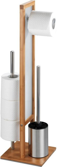 Wenko WC-Garnitur Rivalta aus Bambus in Natur mit WC-Bürstenhalter und Toilettenpapierrollenhalter, B/T/H: 18 x 23 x 70 cm - Bild 1