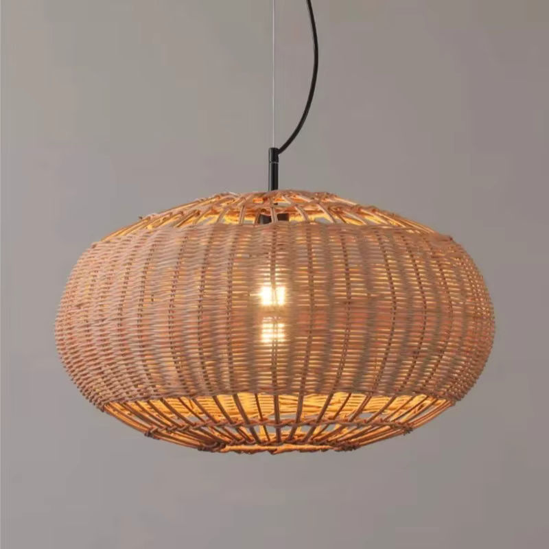 HomeLover Wabi Sabi Rattan Hängelampe in Braun für Wohnzimmer, Küche und Restaurant - Bild 2