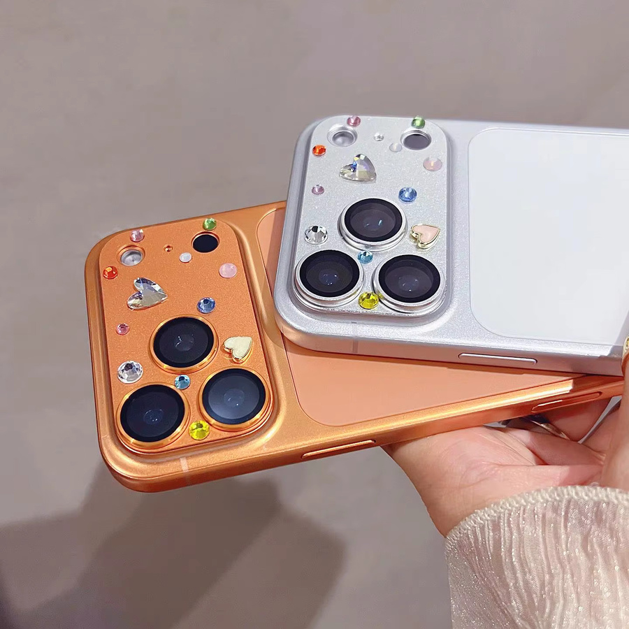 Handgefertigter Strass-Kameraschutz für Apple iPhone 17 Pro Max und 17 Pro aus gehärtetem Glas in Transparent, Orange und Multicolour - Bild 1