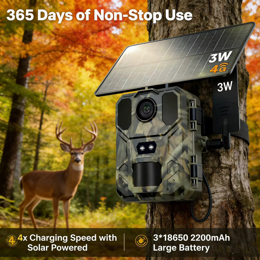 Suntekcam 4G Solar Wildkamera mit integrierter SIM-Karte, 30MP 2K Auflösung, Nachtsicht und Smartphone-App, 120 Grad Erfassungswinkel mit Bewegungserkennung - Bild 2