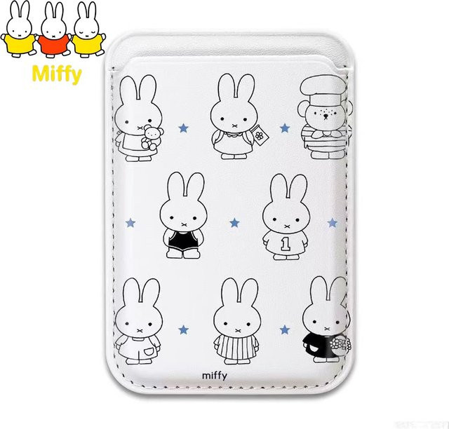 Miffy Kawaii Magnetische Kartenhülle für iPhone 17 Pro Max 15 Pro 14 Plus in Weiß mit Erdbeeren und Hund Motiv - Bild 1